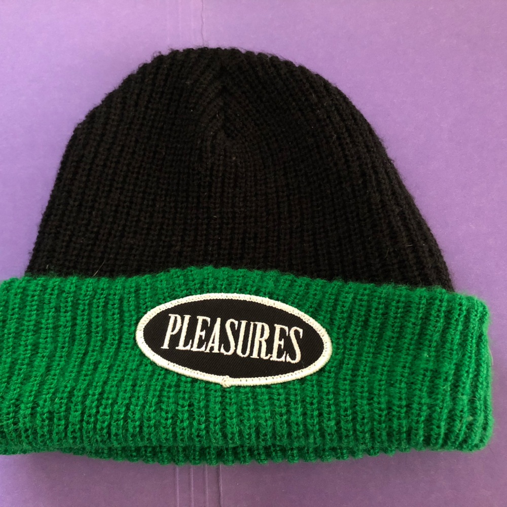 Pleasures knit cap black/green